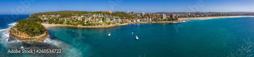 Fototapeta Naklejka Na Ścianę i Meble -  Panoramic aerial view of Shelly beach in Manly, Sydney, Australia
