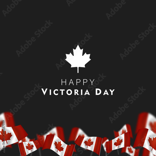 Obraz na plátně Victoria Day in Canada Vector Illustration, realistic rippling canadian flag