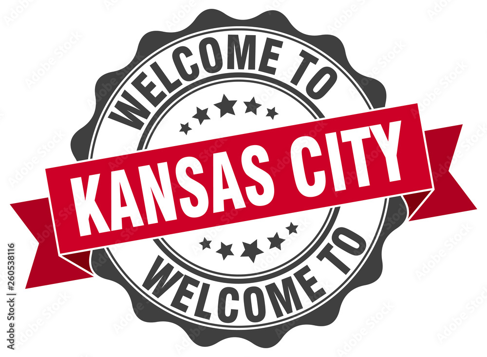 Obraz premium Kansas City round ribbon seal