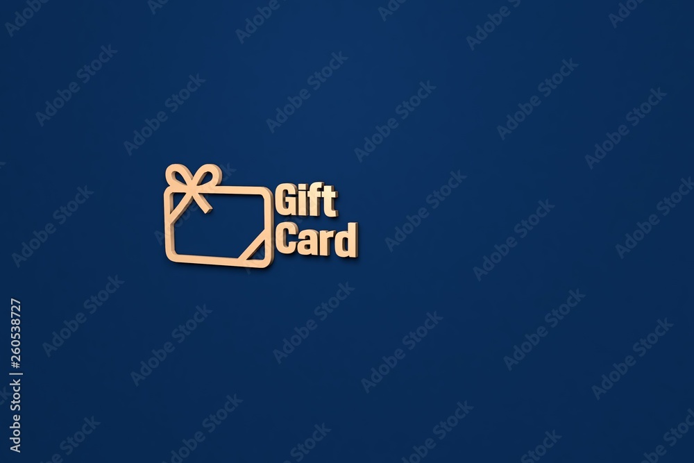 Obraz premium Illustration of Gift Card with beige text on blue background
