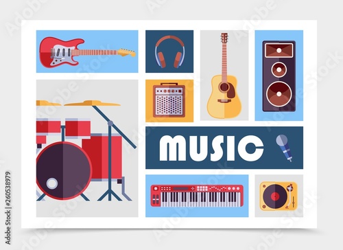 Flat Musical Instruments Set