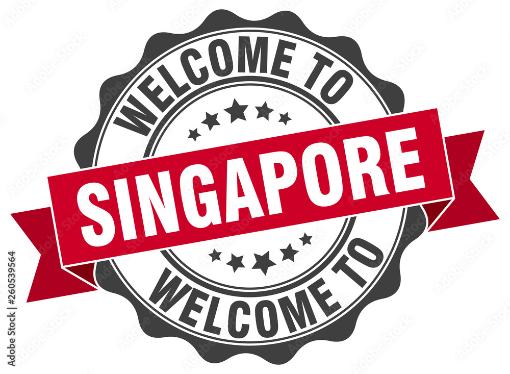 Fototapeta premium Singapore round ribbon seal