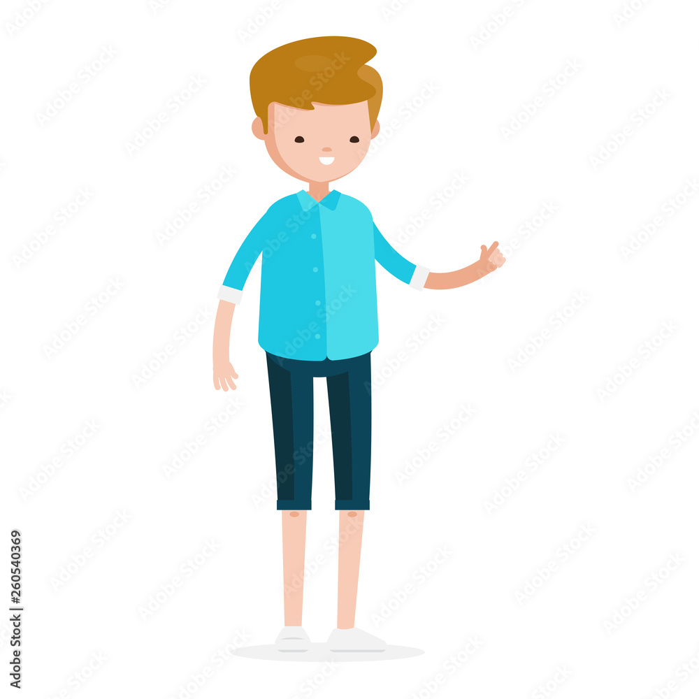 Young Man Woman Boy Girl Character Cartoon in Casual Cloth Isolated Set Young Man Woman Boy Girl Character Cartoon in Casual Cloth Isolated Set