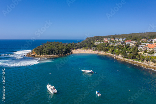 Overhead view of Shelly beach in Manly, Sydney, Australia on a hot summer's afternoon