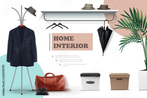 Realistic Male Wardrobe Elements Composition