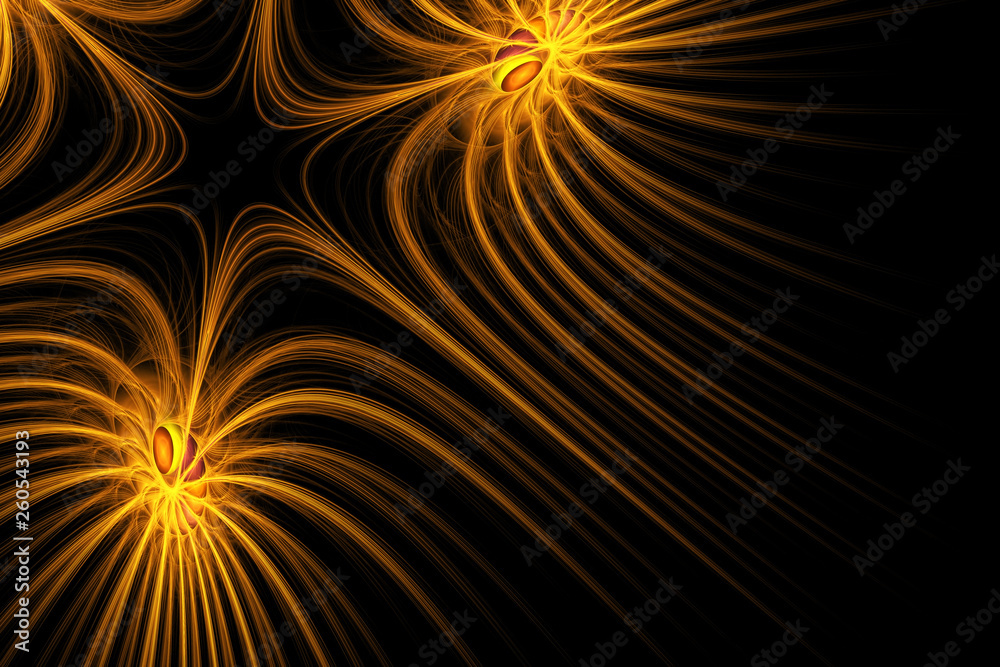 Fototapeta premium Abstract drawing of space stars and lines of fantastic aurora in the open air. Image for the design of goods, web pages and the interior of the building.