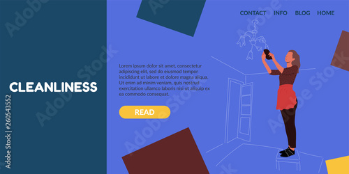 The girl in the apron wipes the dust.