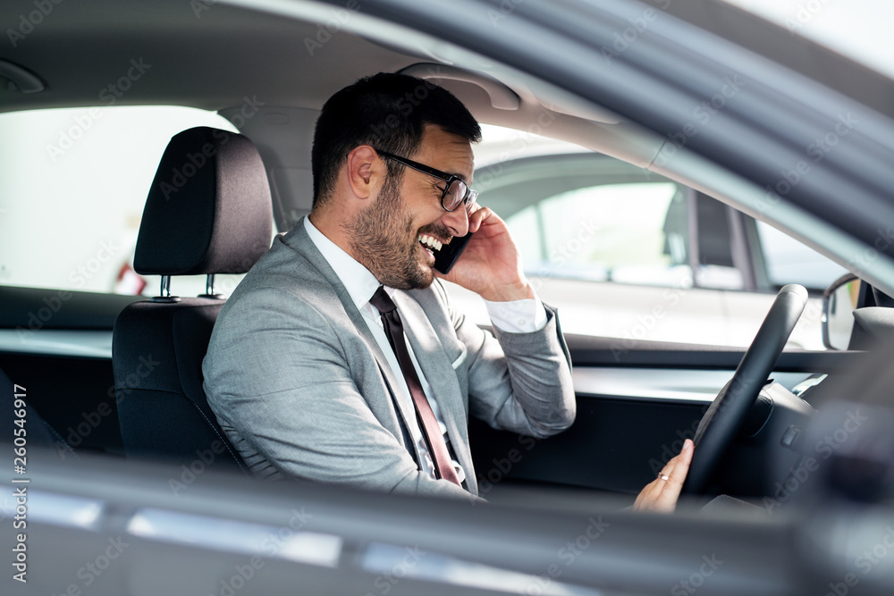 Young business man test drive new car Young business man test drive new car