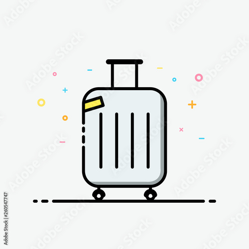Suitcase icon vector. Travel bag in flat line style for decorated in summer poster and social media banner.