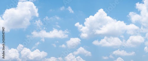 blue sky background with white clouds during day . panorama .