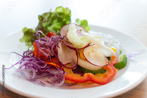 vegetable salad In a white plate