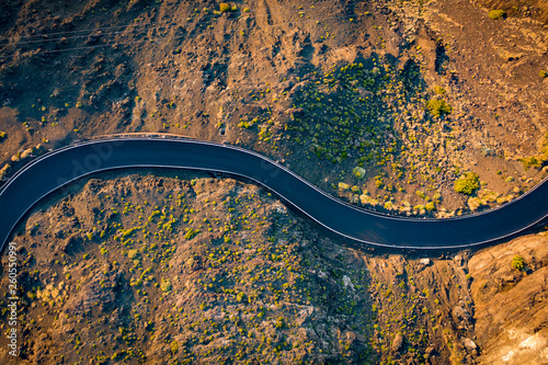 Aerial photo of summer road and free space for your decoration. 