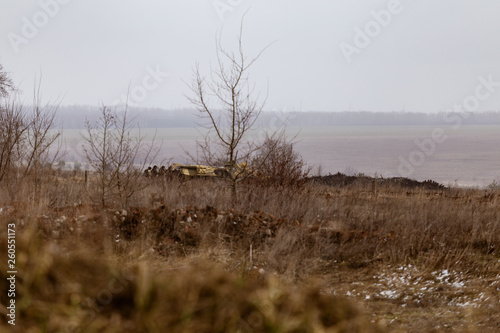 Russian counter-terrorist unit under the cover of armored vehicles