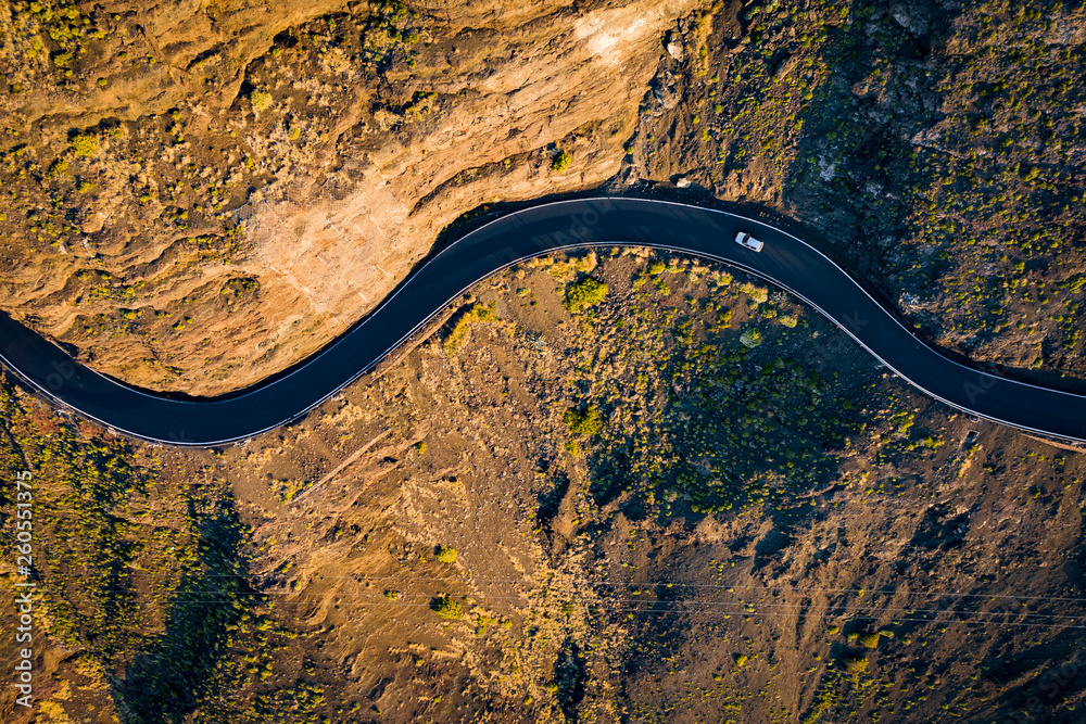 Fototapeta premium Aerial photo of summer road and free space for your decoration. 
