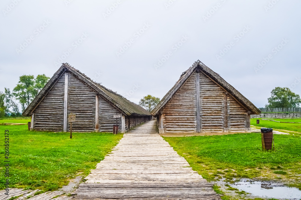 The big wooden huts of Biskupin, poland