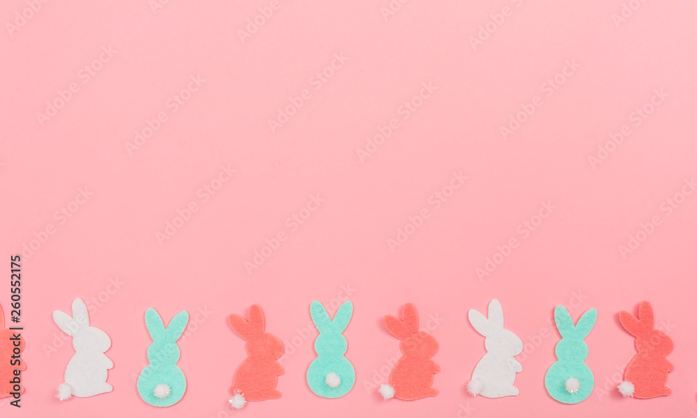 Easter bunny decoration holiday theme on a pink background Easter bunny decoration holiday theme on a pink background
