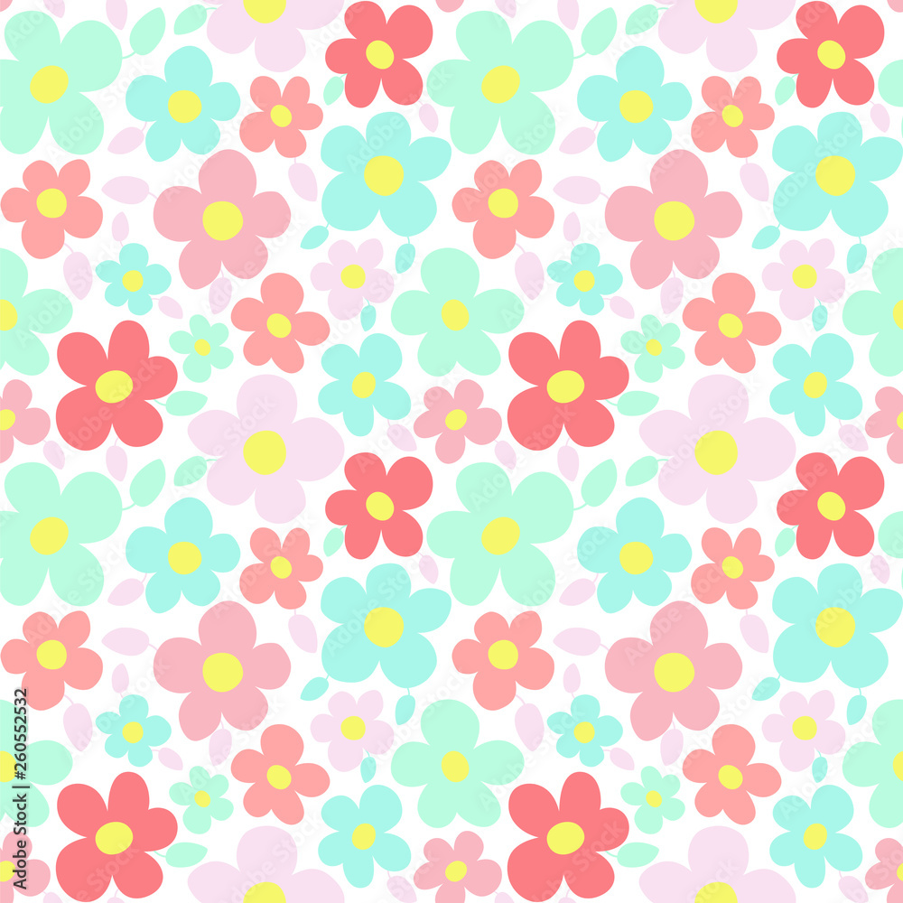 Simple floral seamless pattern. Vector illustration in pastel colors. Simple floral seamless pattern. Vector illustration in pastel colors.