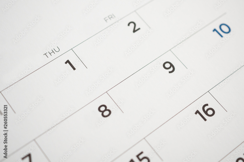 calendar page date close up calendar page date close up