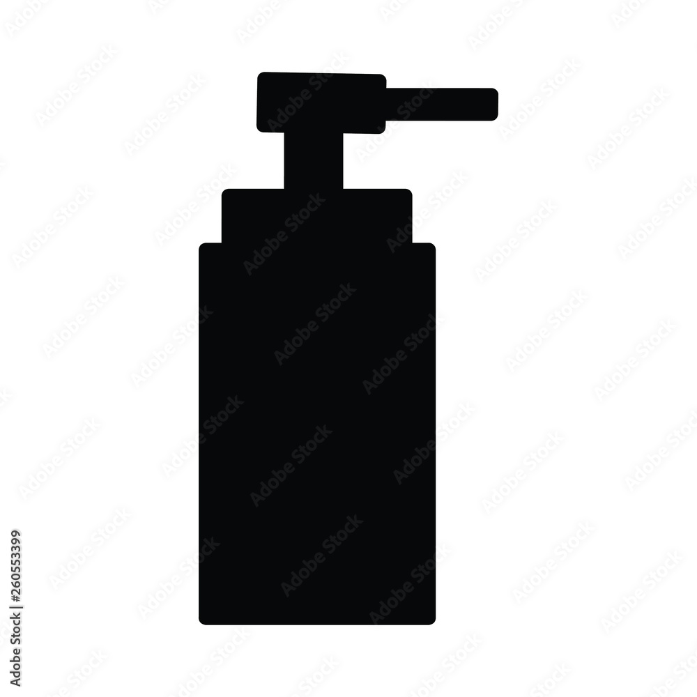 A black and white vector silhouette of a hand soap dispenser A black and white vector silhouette of a hand soap dispenser