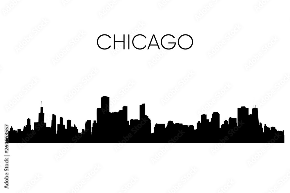 Chicago skyline silhouette. Vector illustration