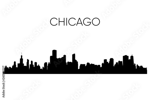 Chicago skyline silhouette. Vector illustration