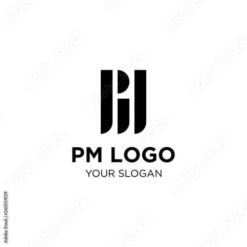 PM Initial logo template with black color