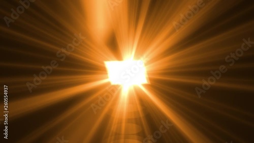 Yellow, orange light rays on black background. Flare, sunlight, shiny lens light, spotlight. 
