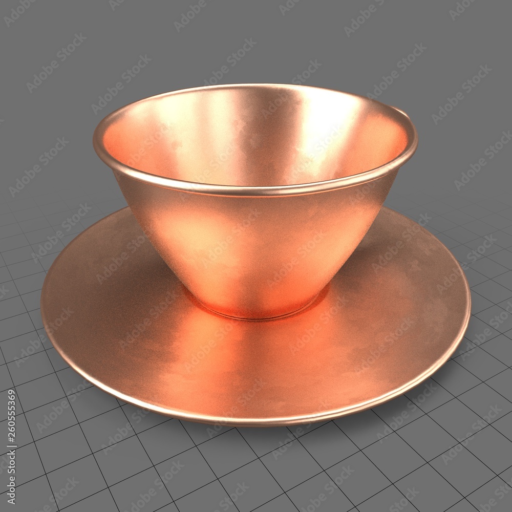 Copper tea cup with saucer Stock 3D asset Adobe Stock