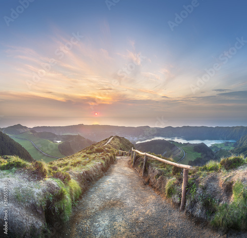 Sao Miguel Island and lake Ponta Delgada  Azores