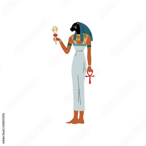 Maat, Goddess of Justice, Symbol of Ancient Egyptian Culture Vector Illustration