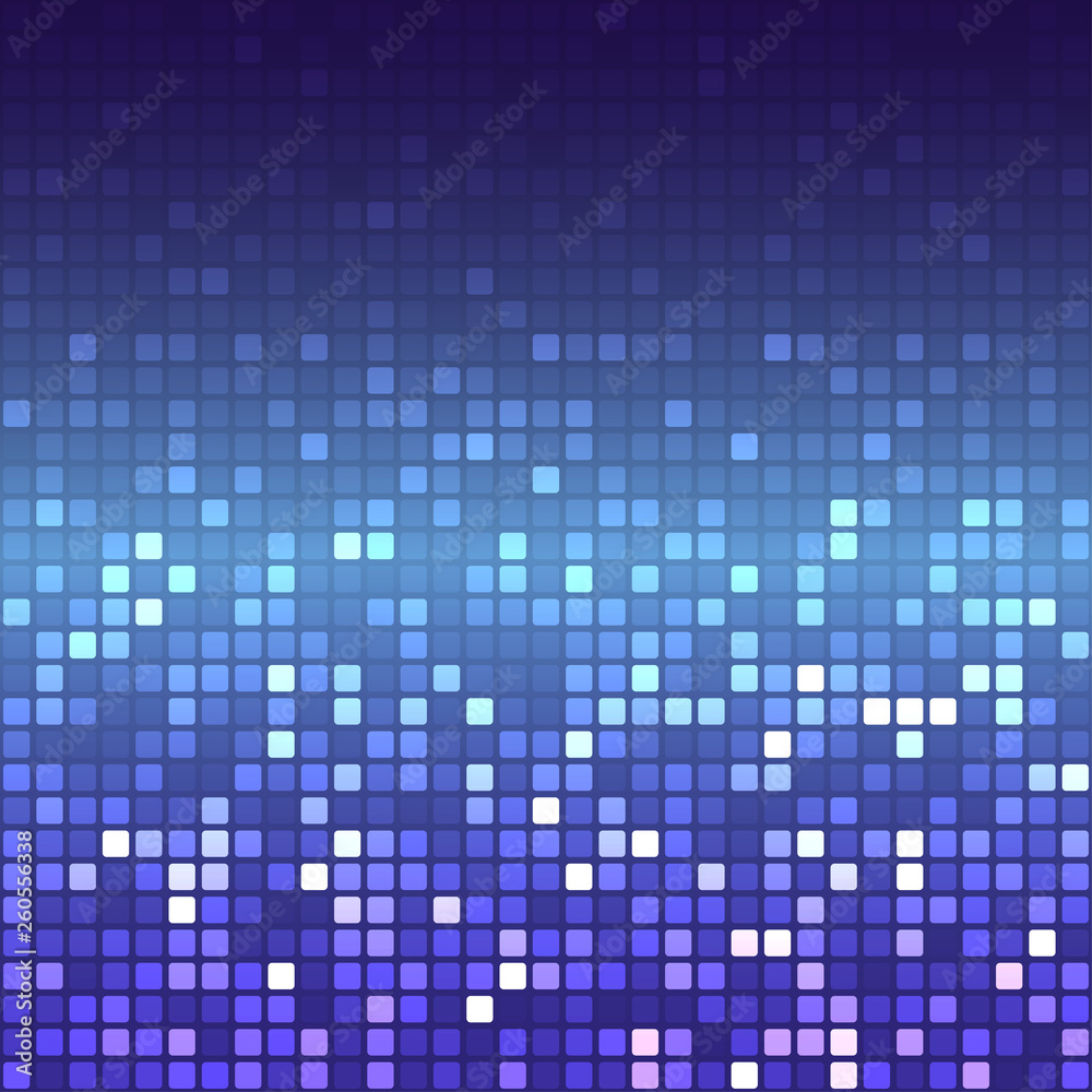 Shine mosaic background. Mosaic with light reflections. Colorful gradient. Square pixel mosaic vector. 