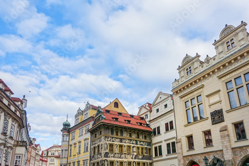 PRAGUE, CZECH REPUBLIC - July 25, 2017 : Beautiful street view of Traditional old buildings in Prague, Czech Republic