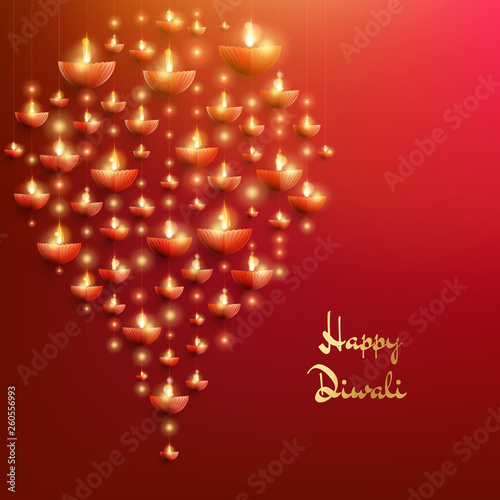 Happy Diwali card template. The Indian festival of lights. EPS 10 photo