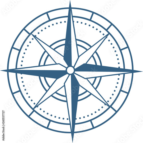 Coloured compass icon in flat design style