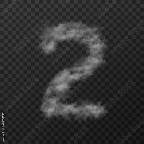 vector design of smoke textured number means two, isolated on transparent background