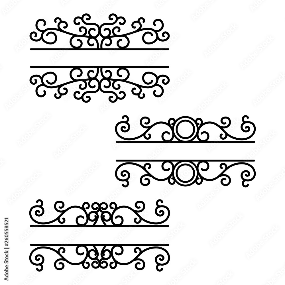 Hand drawn dividers. Break lines. Split frames. Text divider. Mailbox