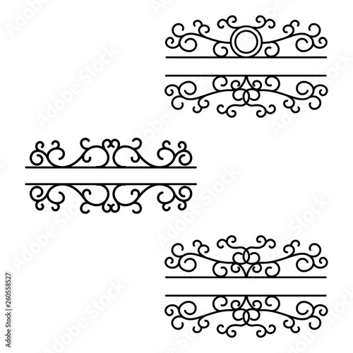 Hand drawn dividers. Break lines. Split frames. Text divider. Mailbox monograms