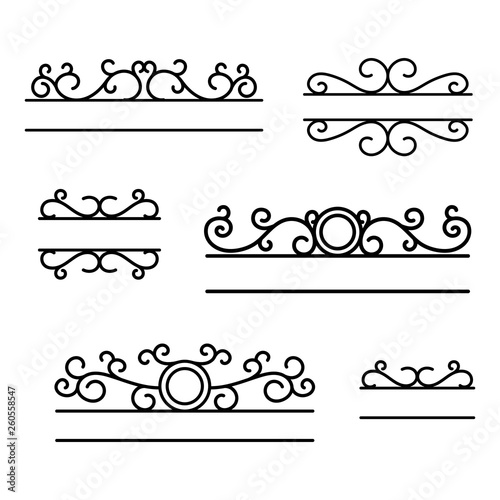 Hand drawn dividers. Break lines. Split frames. Text divider. Mailbox monograms
