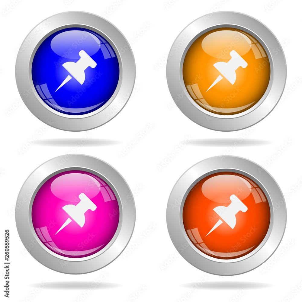 Set of round color buttons. Pin icon Set of round color buttons. Pin icon