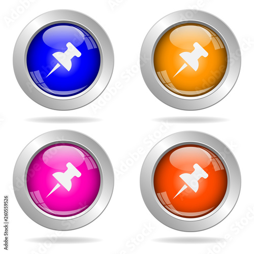 Set of round color buttons. Pin icon