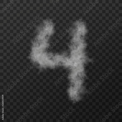 vector design of smoke textured number means four, isolated on transparent background