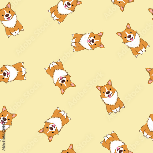 Vector seamless Corgi dog illustration pattern