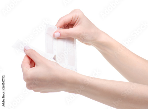 Plaster in hand medical on white background isolation