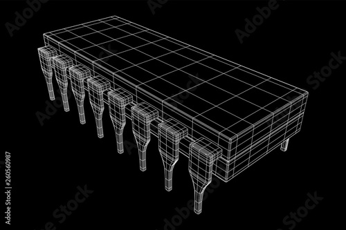 Microchip quantum processor, micro-processor with board electronic CPU wireframe low poly mesh vector illustration photo