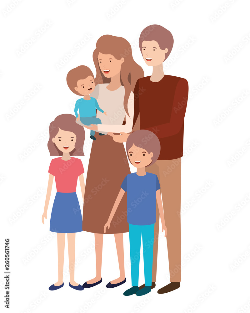 couple of parents with children avatar character couple of parents with children avatar character