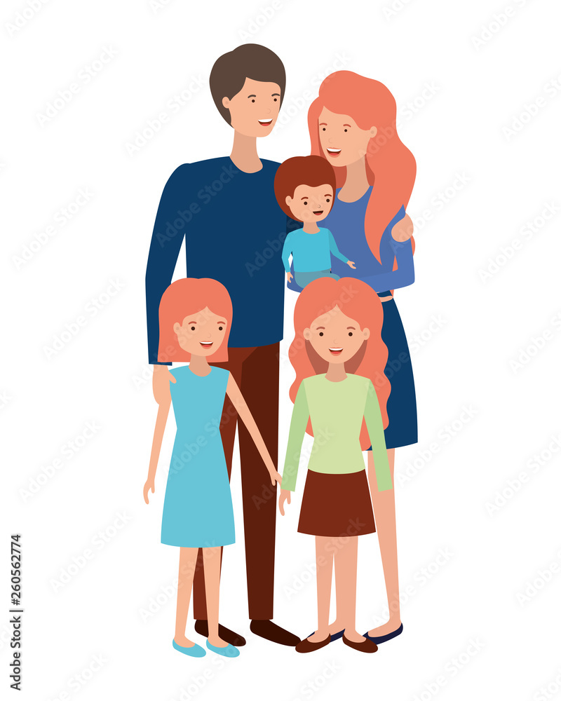 couple of parents with children avatar character couple of parents with children avatar character