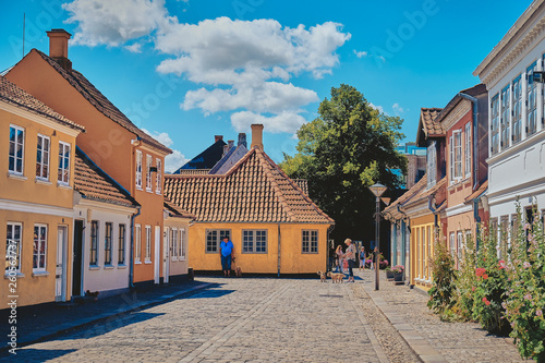Vászonkép Beautiful Streets of the Old City. Odense, Denmark.