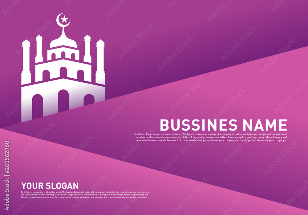 Mosque Muslim Icon Simple Background vector Illustration design template. Eid Mubarak Greeting Card