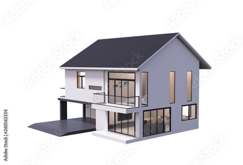 Fototapeta Naklejka Na Ścianę i Meble -  3d render of house isolated on a white.