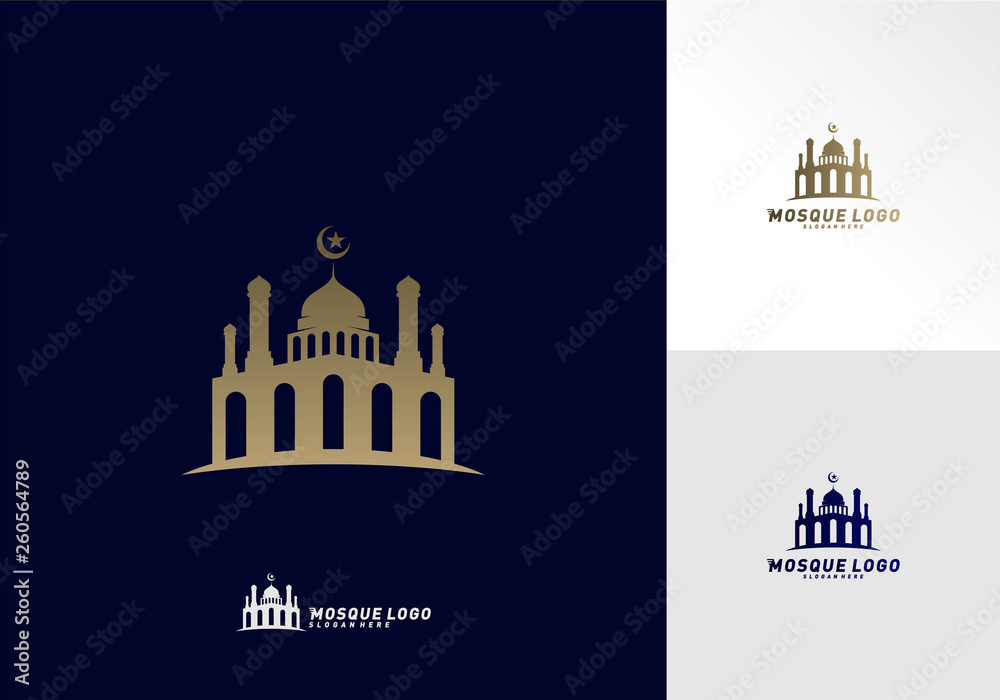 Mosque Simple icon logo design vector. Mosque Moslem icon vector Illustration design template.